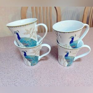 222 Fifth  set of 4 Peacock Garden mugs.